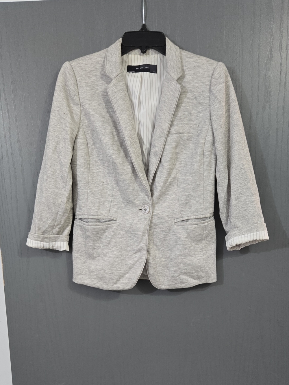 The Limited Light Gray Women's Blazer Jacket - Single Button Notch Lapel